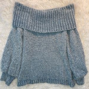 Over-the-Shoulder Blue Sweater